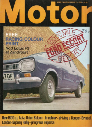 MOTOR 1968 DEC 07 - FORD ESCORT, NO 3 LOTUS F3, AUDI 100
